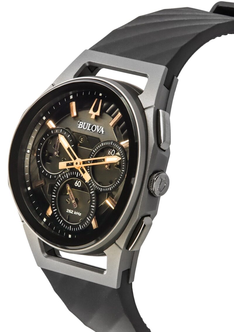 Bulova Curv Chronograph Rubber Strap Grey Dial Quartz 98A162 Men's Watch