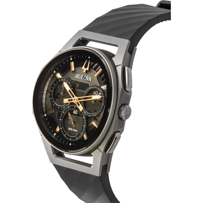 Bulova Curv Chronograph Rubber Strap Grey Dial Quartz 98A162 Men's Watch
