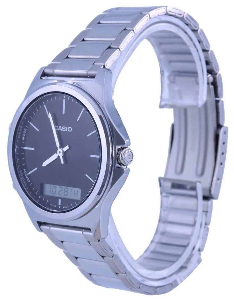 Casio Analog Digital Black Dial Stainless Steel MTP-VC01D-1E MTPVC01D-1 Men's Watch