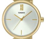 Casio Analog Gold Tone Stainless Steel White Dial Quartz LTP-2024VMG-7C Women's Watch With Bangle Set