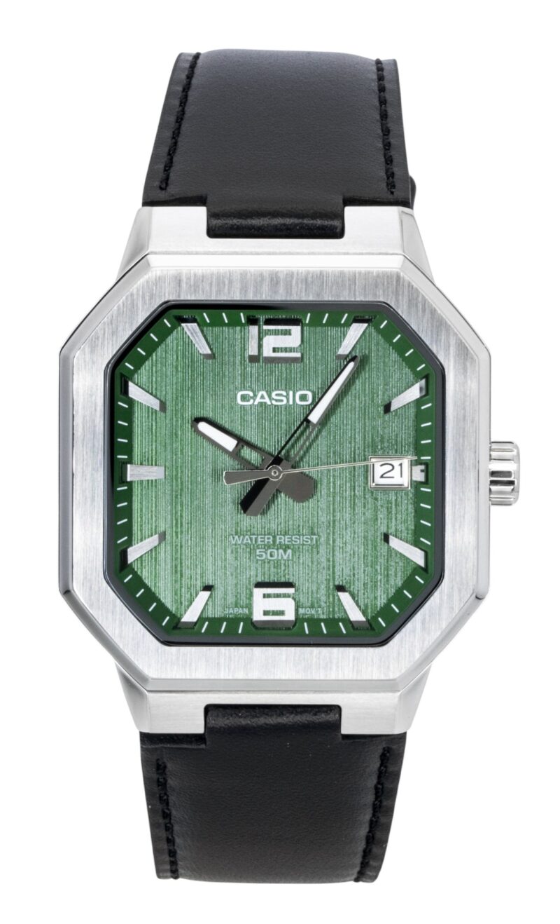 Casio Analog Leather Strap Green Dial Quartz MTP-B195L-3AV Men's Watch