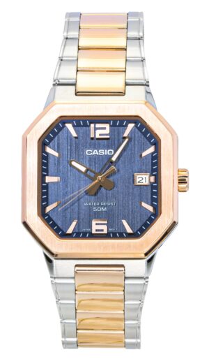 Casio Analog Two Tone Stainless Steel Black Dial Quartz MTP-B195RG-2AV Men's Watch