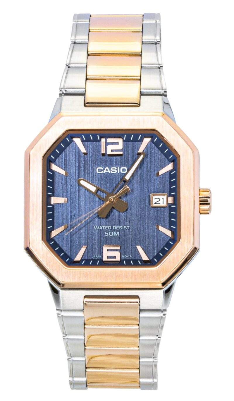 Casio Analog Two Tone Stainless Steel Black Dial Quartz MTP-B195RG-2AV Men's Watch