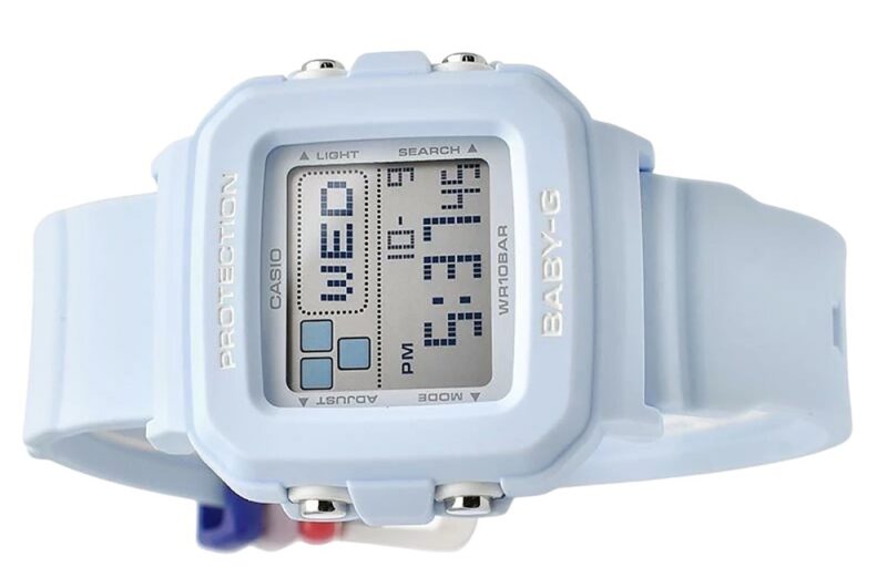 Casio Baby-G Plus Digital Light Blue Resin Strap Quartz BGD-10L-2 100M Women's Watch With Extra Band Loops