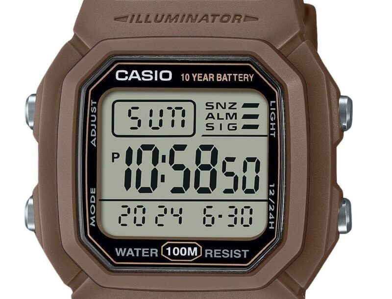 Casio Digital Brown Dual Time Resin Strap Quartz W-800H-5AV 100M Men's Watch