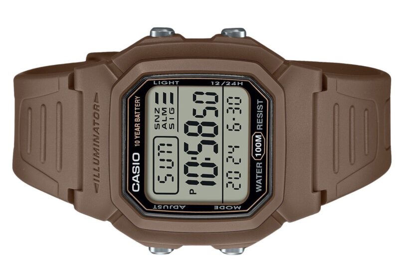 Casio Digital Brown Dual Time Resin Strap Quartz W-800H-5AV 100M Men's Watch