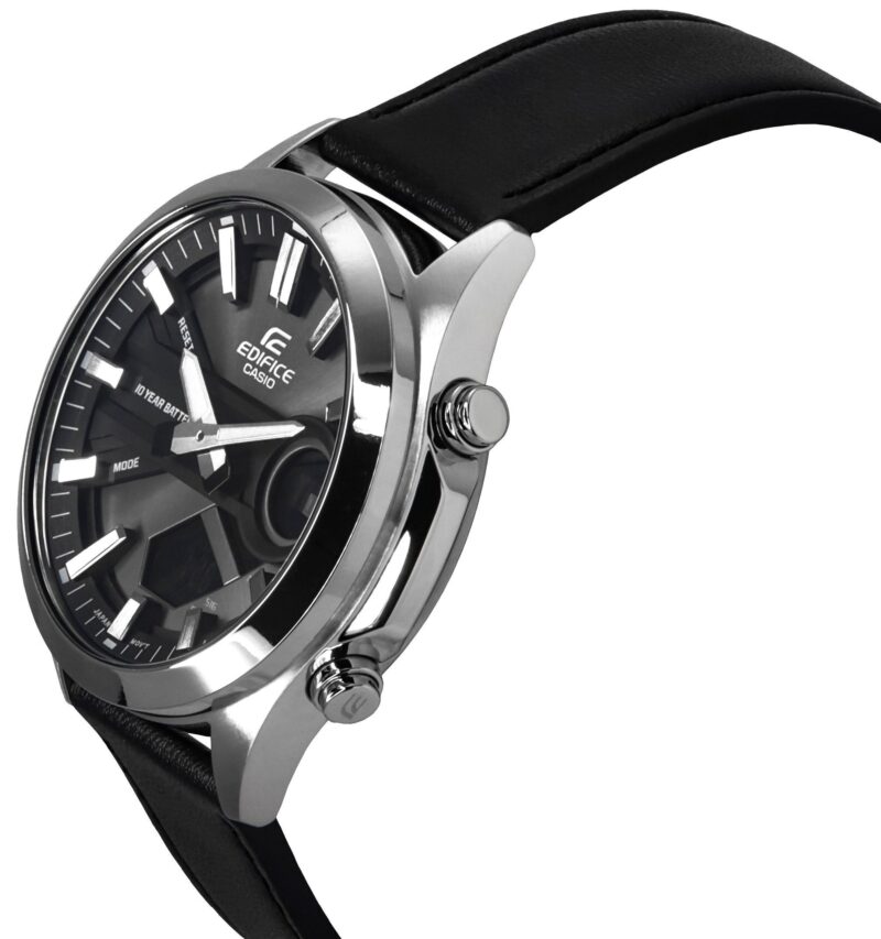 Casio Edifice Analog Digital Leather Strap Grey Dial Quartz EFV-C120L-8A 100M Men's Watch