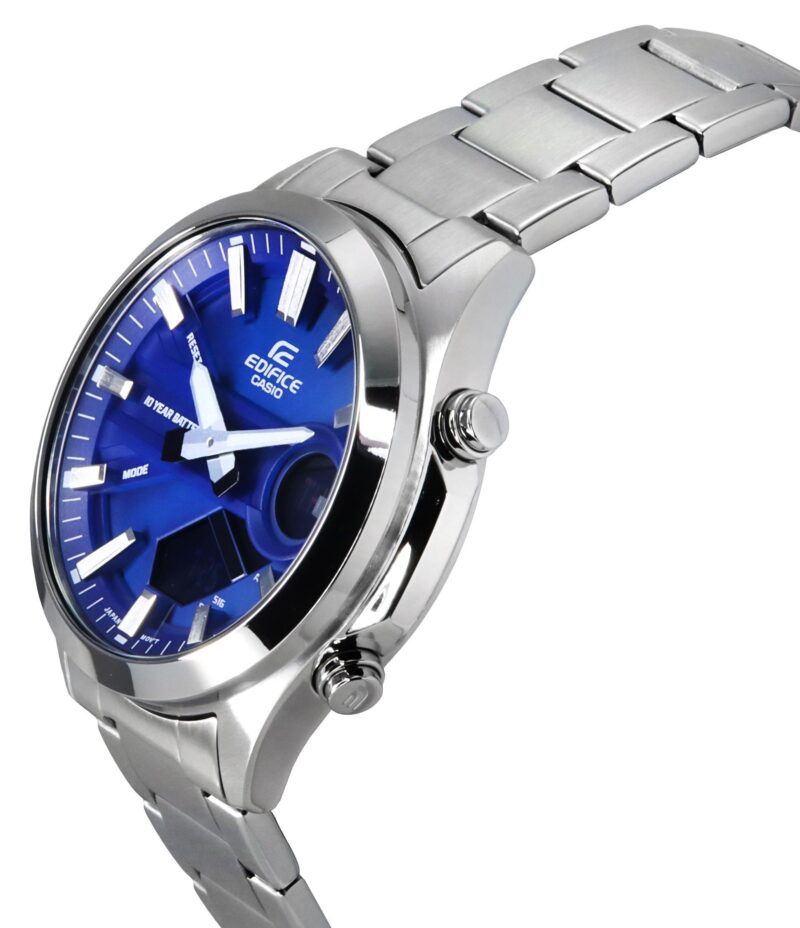 Casio Edifice Analog Digital Stainless Steel Blue Dial Quartz EFV-C120D-2A 100M Men's Watch