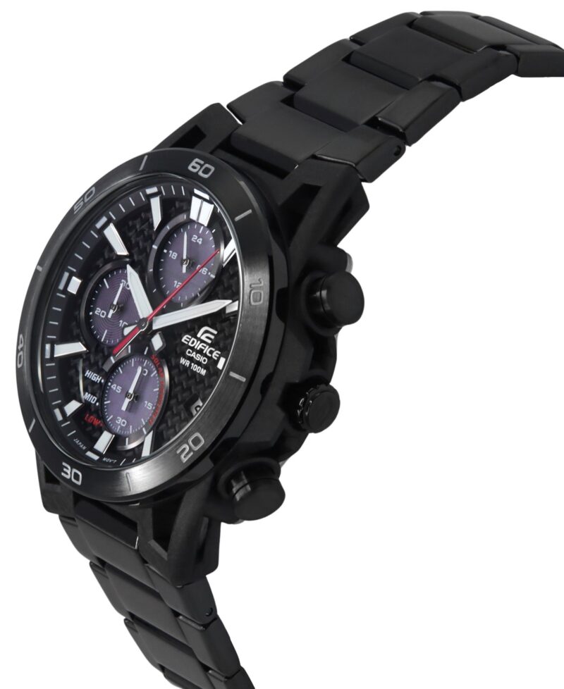 Casio Edifice Sospensione Analog Chronograph Black Ion Stainless Steel Black Dial Solar EQS-960DC-1AV 100M Men's Watch