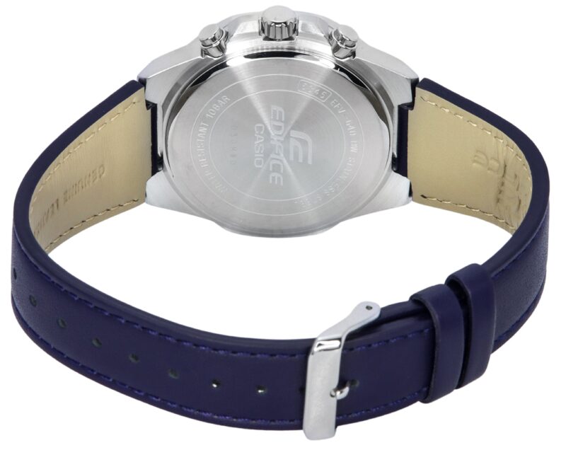 Casio Edifice Standard Chronograph Leather Strap Blue Dial Quartz EFV-640L-2A 100M Men's Watch