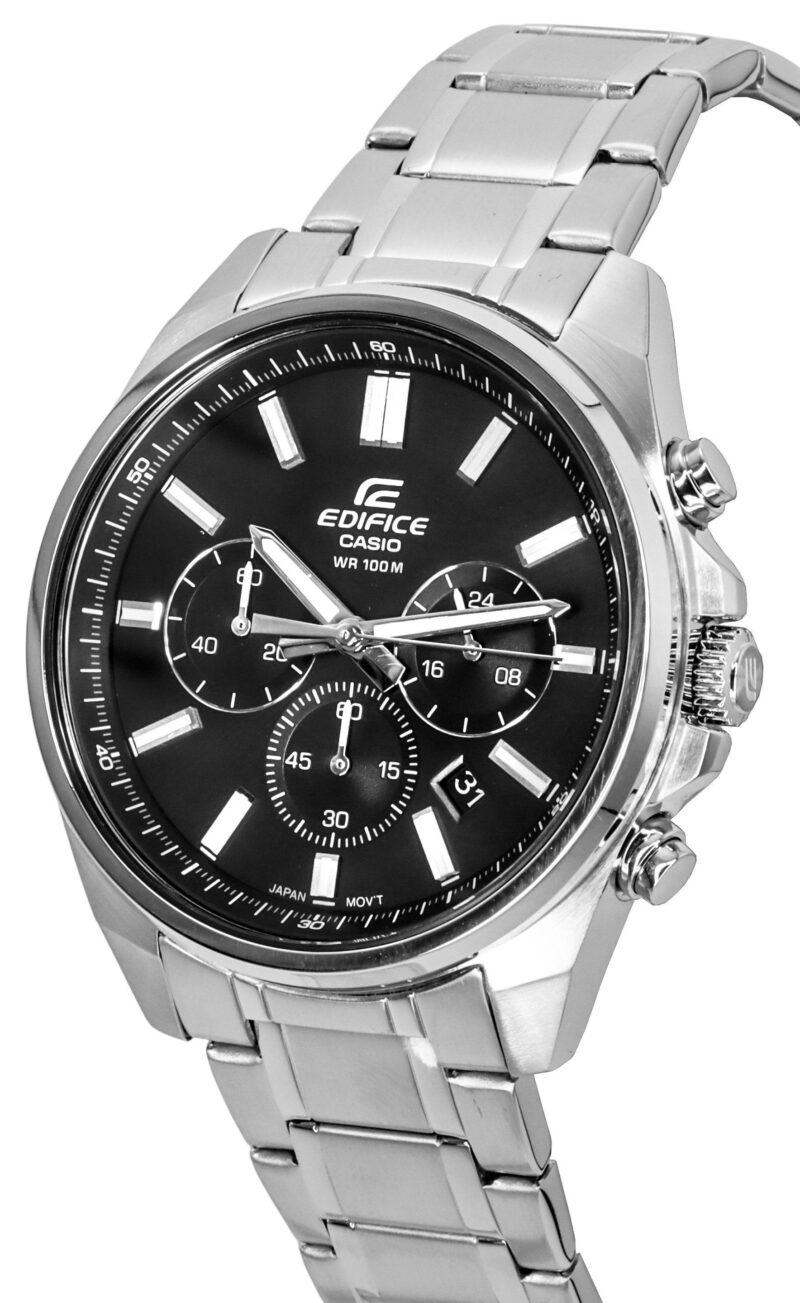 Casio Edifice Standard Chronograph Stainless Steel Black Dial Quartz EFV-650D-1A 100M Men's Watch