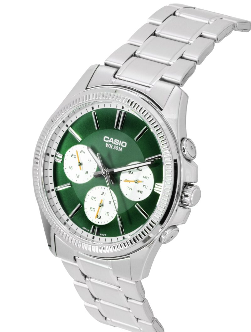 Casio Enticer Analog Stainless Steel Green Dial Quartz MTP-1375D-3 Men's Watch