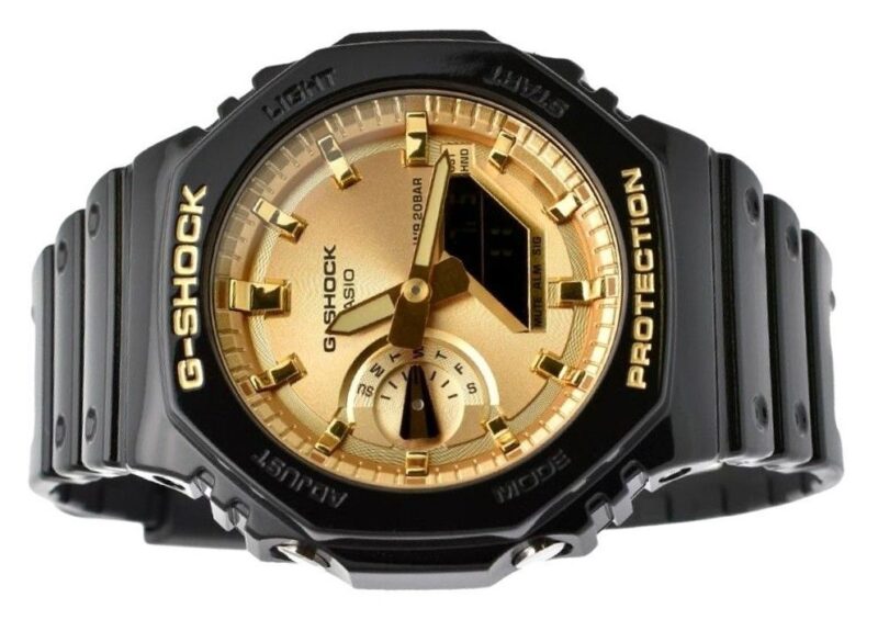 Casio G-Shock Analog Digital Black And Gold Color Resin Strap Quartz GA-2100GB-1A 200M Men's Watch