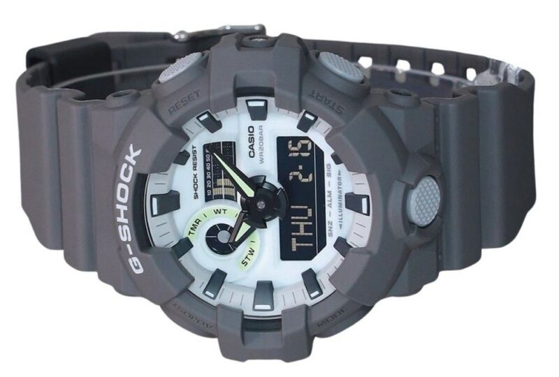 Casio G-Shock Hidden Glow Series Analog Digital Resin Strap Grey Dial Quartz GA-700HD-8A 200M Men's Watch