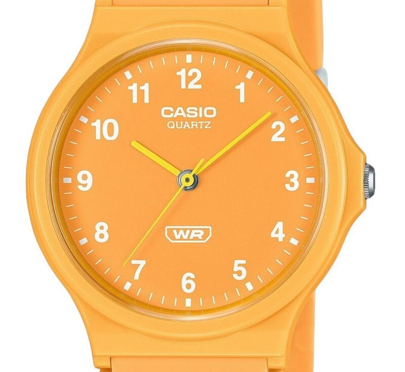 Casio POP Analog Bio Based Resin Strap Orange Dial Quartz MQ-24B-9B Unisex Watch