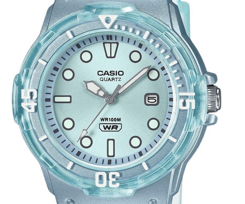 Casio POP Analog Resin Strap Blue Dial Translucent Quartz LRW-200HS-2EV 100M Women's Watch
