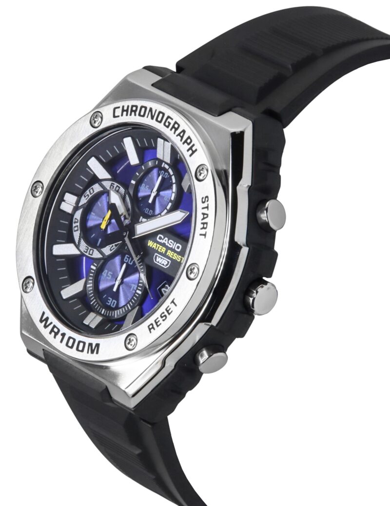 Casio Standard Analog Chronograph Resin Strap Blue Dial Quartz MWA-300H-2AV 100M Men's Watch