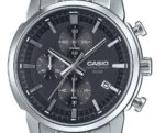 Casio Standard Analog Chronograph Stainless Steel Black Dial Quartz MTP-E510D-1A1V Men's Watch