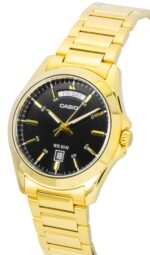 Casio Standard Analog Gold Tone Stainless Steel Black Dial Quartz MTP-1370G-1AV Men's Watch