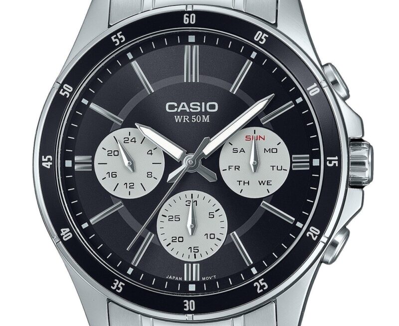 Casio Standard Analog Ion Plated Stainless Steel Black Dial Quartz MTP-1374D-1A3V Men's Watch