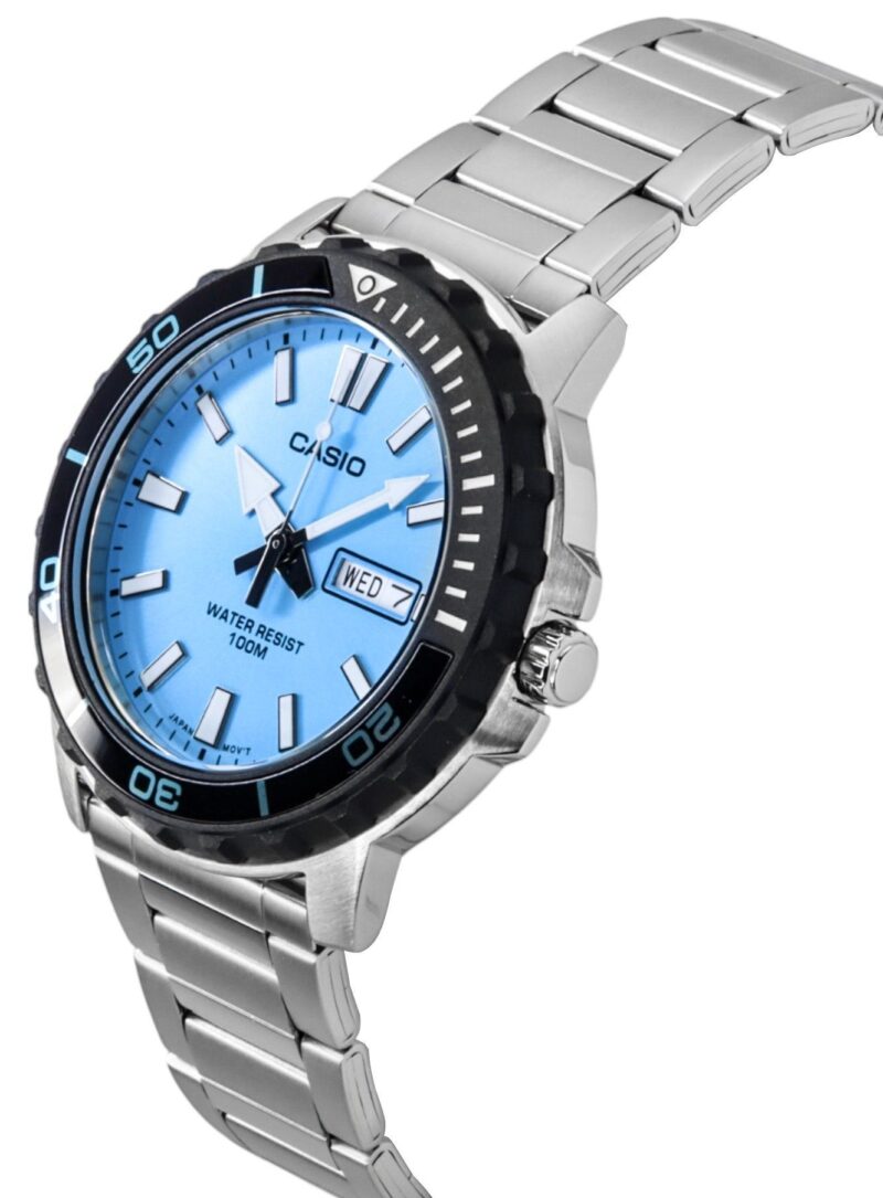Casio Standard Analog Stainless Steel Aqua Blue Dial Quartz MTD-125D-2A3V 100M Men's Watch