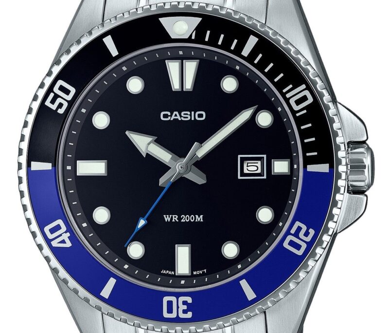 Casio Standard Analog Stainless Steel Black Dial Quartz MDV-107D-1A2 200M Men's Watch