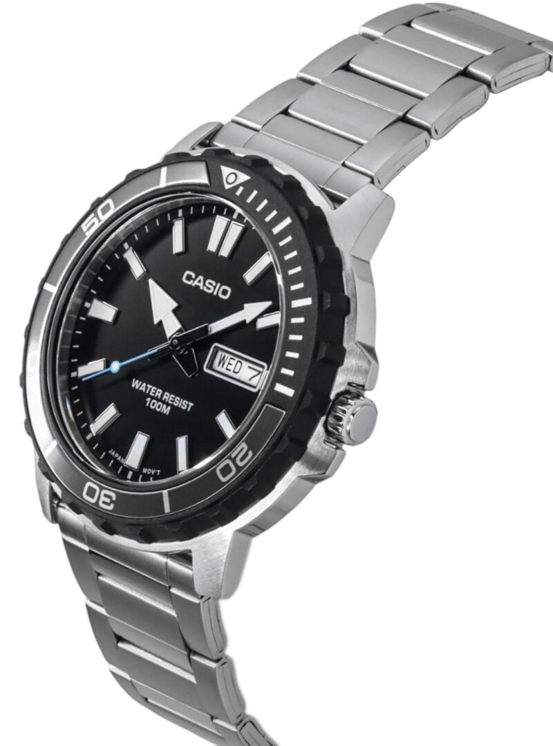 Casio Standard Analog Stainless Steel Black Dial Quartz MTD-125D-1A3V 100M Men's Watch