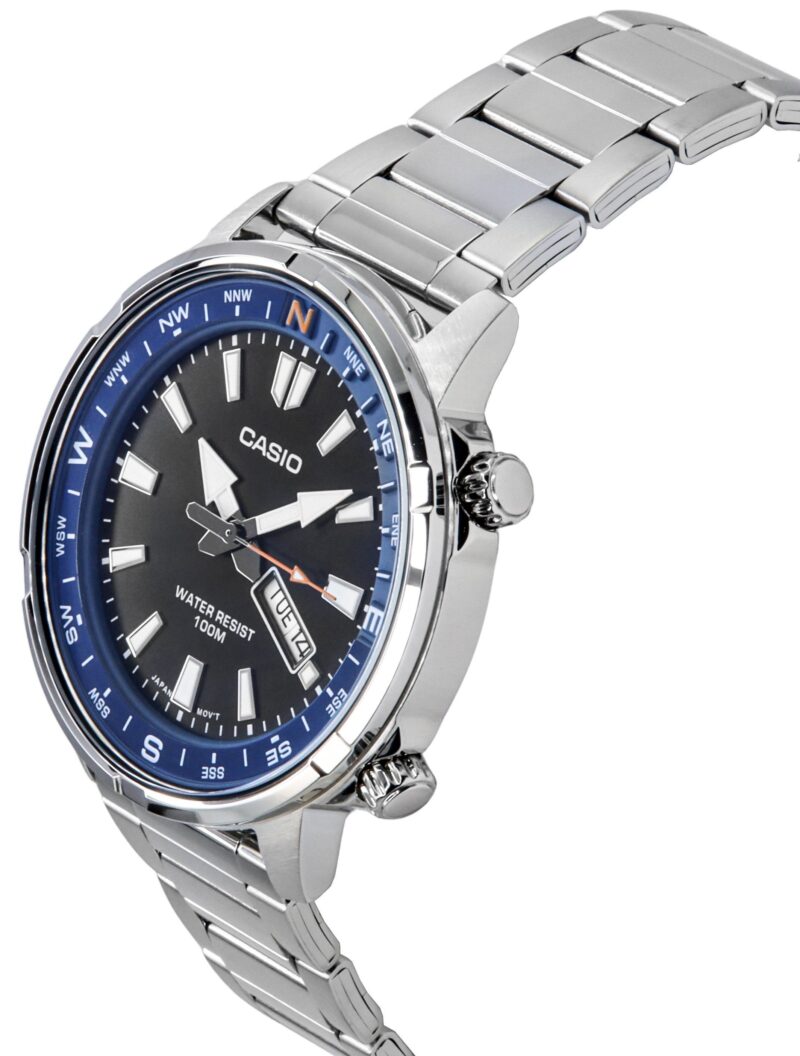 Casio Standard Analog Stainless Steel Black Dial Quartz MTD-130D-1A2V 100M Men's Watch