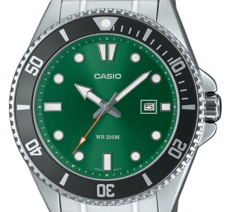 Casio Standard Analog Stainless Steel Green Dial Quartz MDV-107D-3A2V 200M Men's Watch