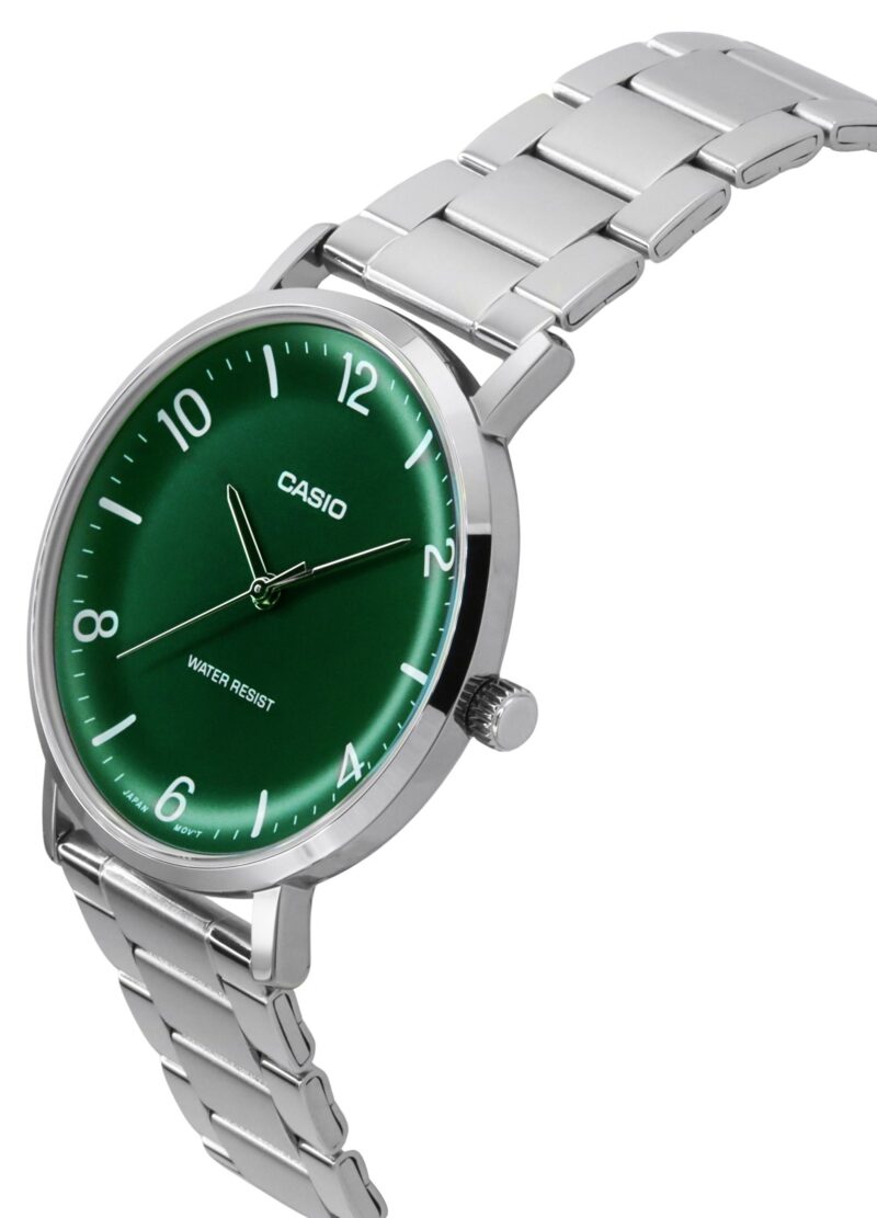 Casio Standard Analog Stainless Steel Green Dial Quartz MTP-VT03D-3B Men's Watch