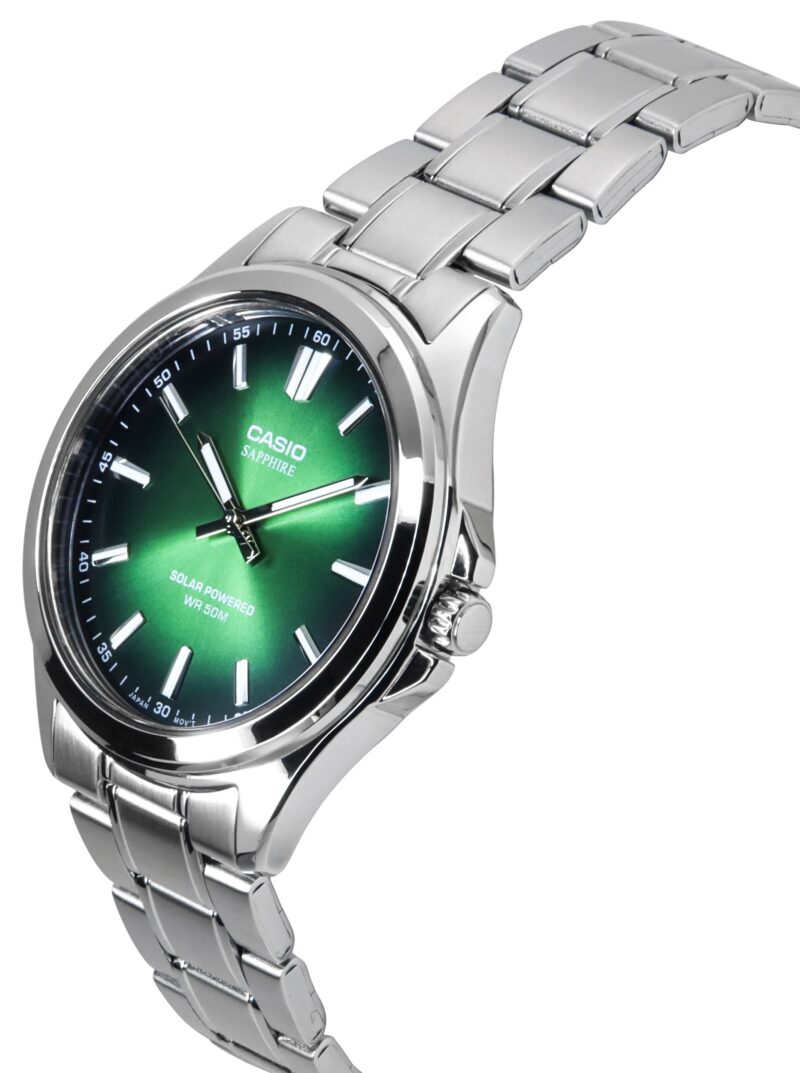 Casio Standard Analog Stainless Steel Green Dial Solar MTS-RS100D-3AV Men's Watch