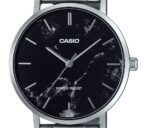 Casio Standard Analog Stainless Steel Marble Inspired Black Dial Quartz MTP-VT01DM-1A Men's Watch