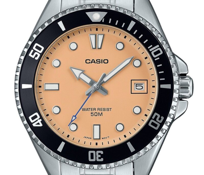 Casio Standard Analog Stainless Steel Salmon Dial Quartz MDV-10D-4A2V Men's Watch