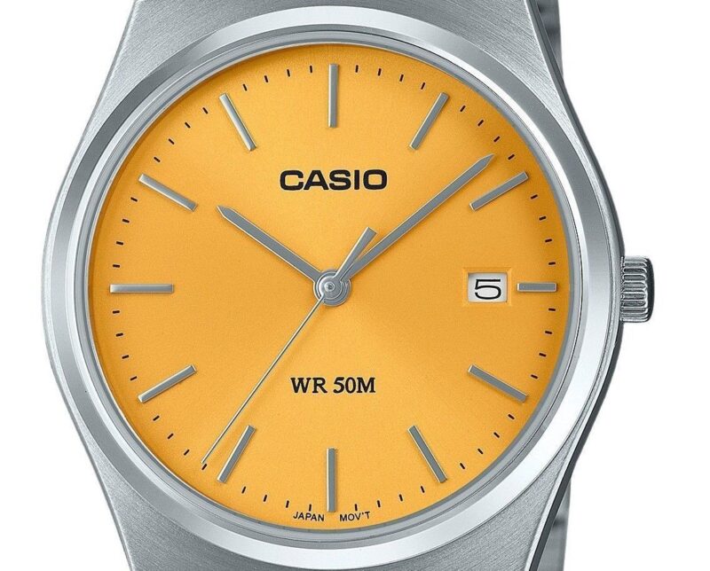 Casio Standard Analog Stainless Steel Yellow Dial Quartz MTP-B145D-9AV Unisex Watch