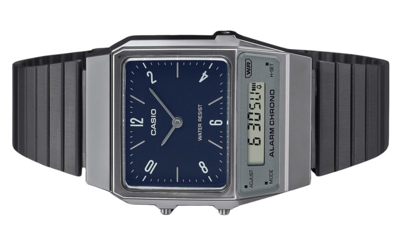 Casio Vintage Analog Digital Dual Time Stainless Steel Bracelet Blue Dial Quartz AQ-800EB-2A Unisex Watch