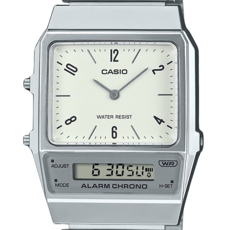 Casio Vintage Analog Digital Dual Time Stainless Steel Bracelet White Dial Quartz AQ-800E-7A2 Unisex Watch