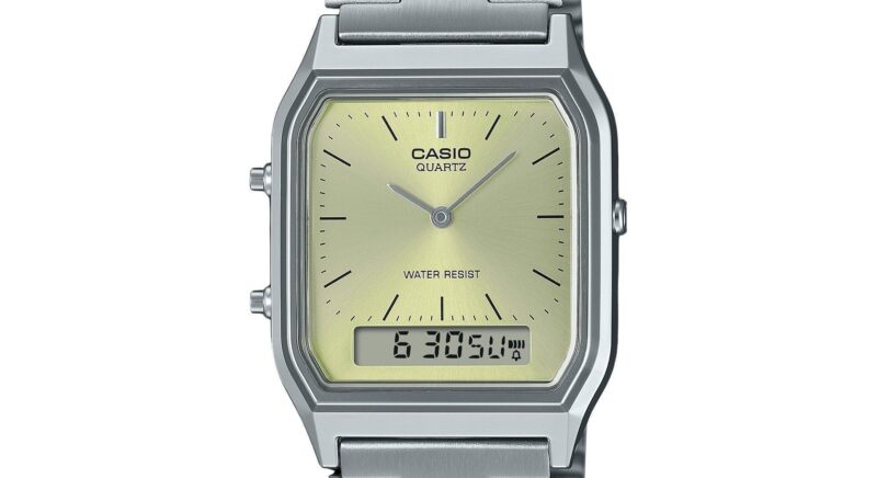 Casio Vintage Analog Digital Light Champagne Dial Quartz AQ-230A-9AMQY Unisex Watch