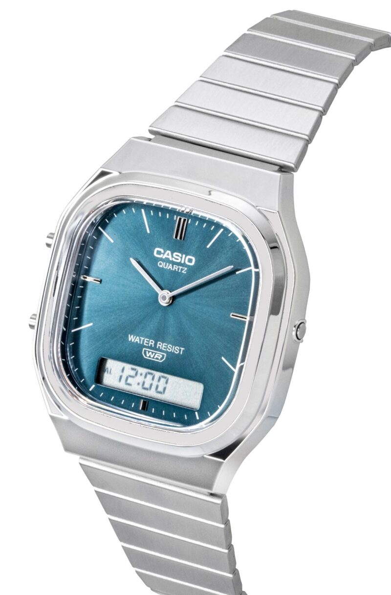 Casio Vintage Analog Digital Stainless Steel Sky Blue Dial Quartz AQ-240E-3A Unisex Watch