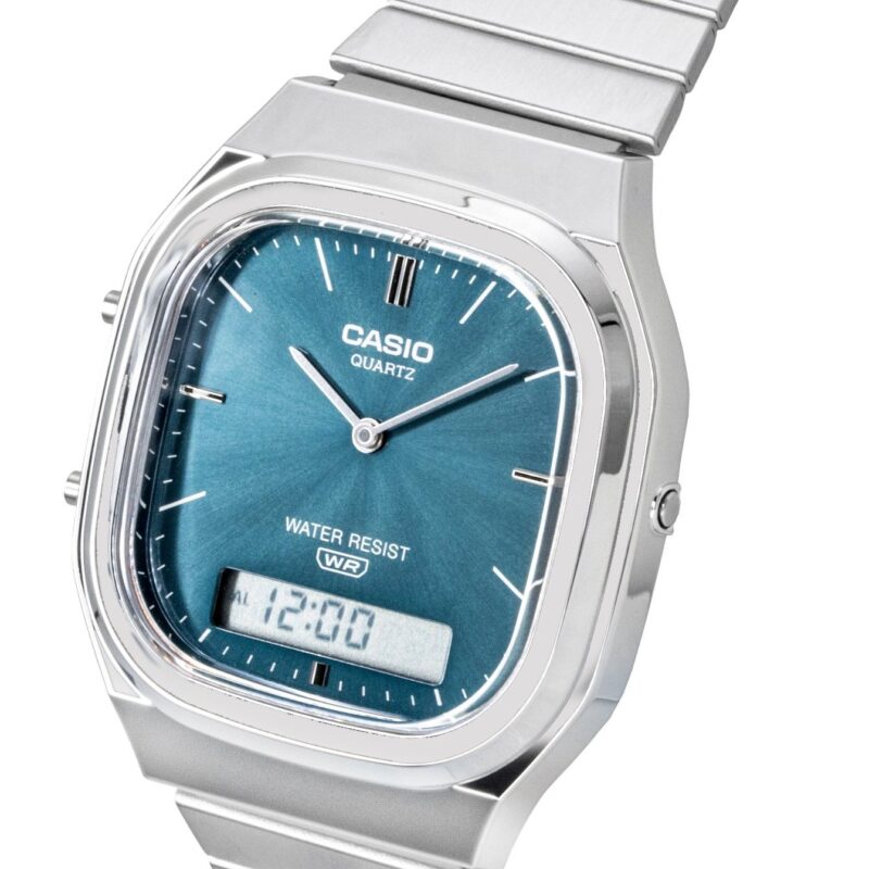Casio Vintage Analog Digital Stainless Steel Sky Blue Dial Quartz AQ-240E-3A Unisex Watch