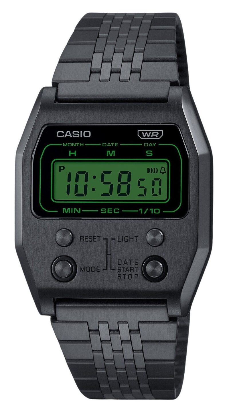 Casio Vintage Digital Black Ion Plated Stainless Steel Quartz A1100B-1 Unisex Watch