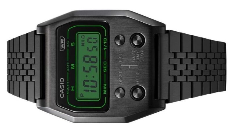 Casio Vintage Digital Black Ion Plated Stainless Steel Quartz A1100B-1 Unisex Watch