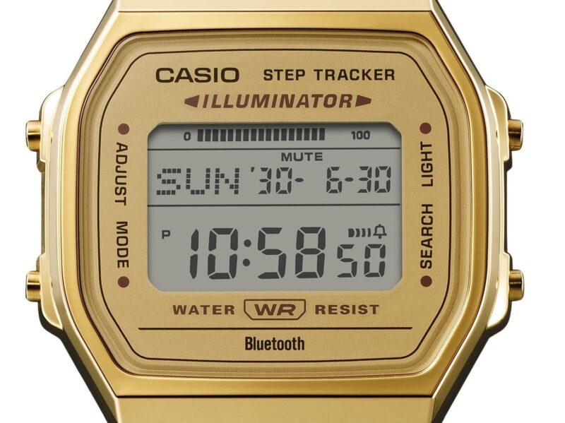 Casio Vintage Digital Smartphone Link Gold Tone Stainless Steel Quartz ABL-100WEG-9A Unisex Watch