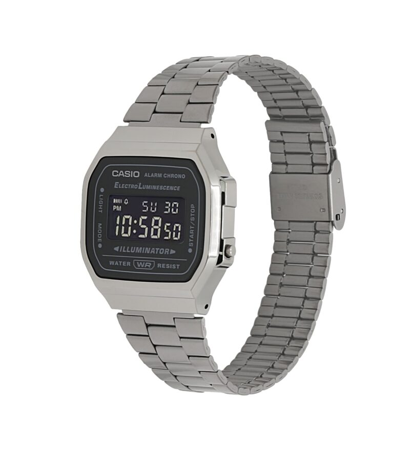 Casio Vintage Digital Stainless Steel Bracelet Black Dial Quartz A168WGG-1B Unisex Watch