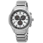 Citizen Eco-Drive Chronograph Super Titanium White Dial AT2530-85A 100M Men's Watch