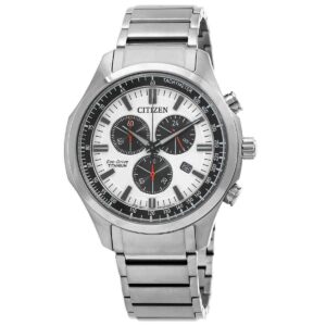 Citizen Eco-Drive Chronograph Super Titanium White Dial AT2530-85A 100M Men's Watch