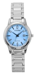Citizen Elegance Stainless Steel Light Blue Dial Eco-Drive FE1241-71L Women's Watch
