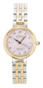 Citizen L Classic Two Tone Stainless Steel Mother Of Pearl Dial Eco-Drive EM0996-84Y Women's Watch