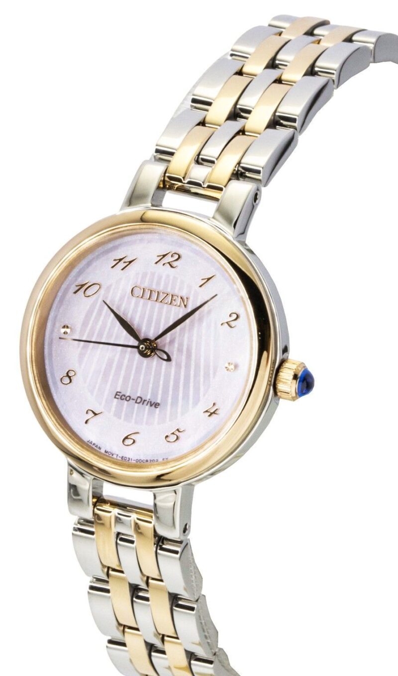 Citizen L Classic Two Tone Stainless Steel Mother Of Pearl Dial Eco-Drive EM0996-84Y Women's Watch