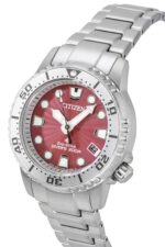 Citizen Promaster Dive Stainless Steel Red Dial Eco-Drive EO2027-50Z 200M Women's Watch