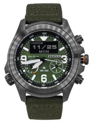 Citizen Promaster Land 35th Anniversary Chronograph Green Dial Eco-Drive JV1005-02W 200M Men's Watch